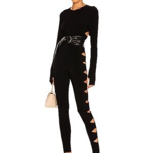 Norma Kamali cut out Black Cutout catsuit jumpsuit sz Small